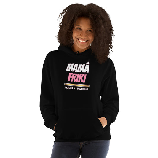 Sudadera Friki Unisex "Mamá Friki" negra