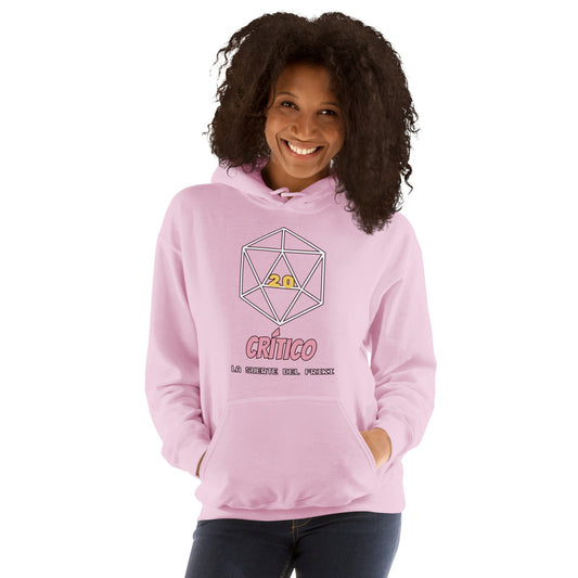 Sudadera Friki Unisex "Crítico D20" rosa