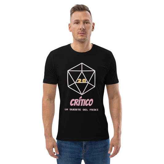 Camiseta Friki Unisex "Crítico D20" negra