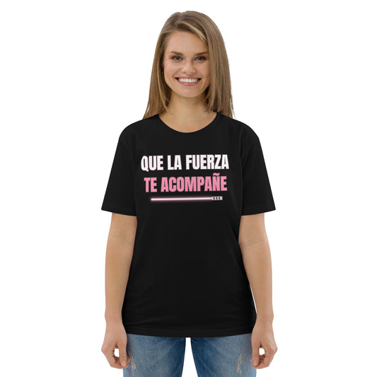 Camiseta Friki Unisex "Que la Fuerza te Acompañe" negra