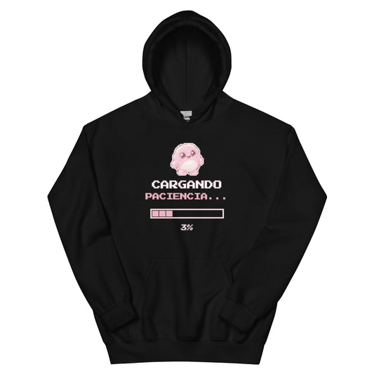 Sudadera Friki Unisex "Cargando Paciencia" negra
