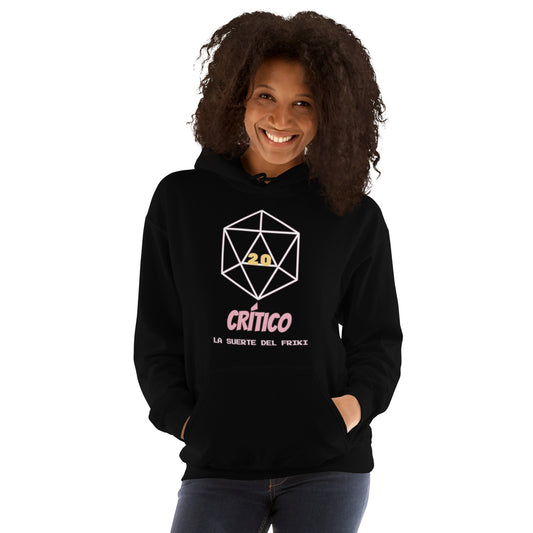 Sudadera Friki Unisex "Crítico D20" negra