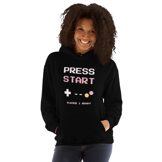 Sudadera Friki Unisex "Press Start" negra