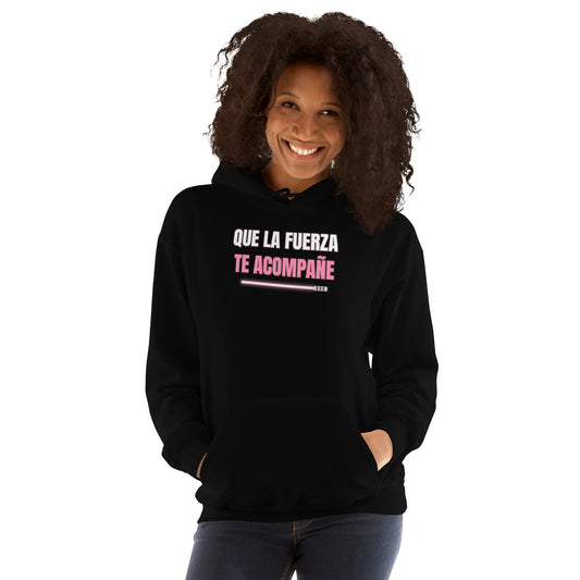 Sudadera Friki Unisex "Que la Fuerza te Acompañe" negra