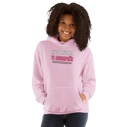 Sudadera Friki Unisex "Que la Fuerza te Acompañe" rosa