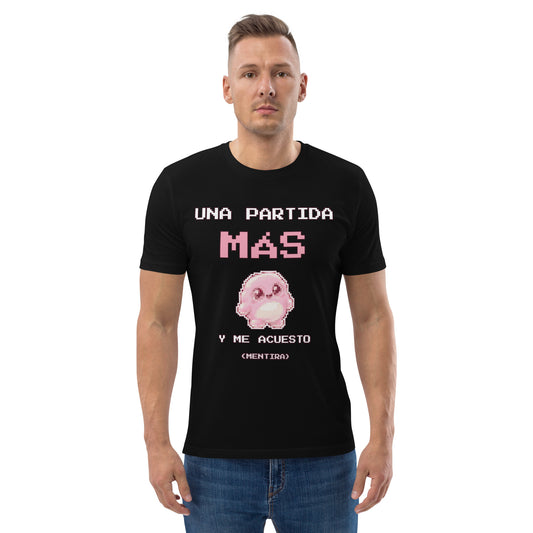 Camiseta Friki Unisex "Una Partida Más" negra
