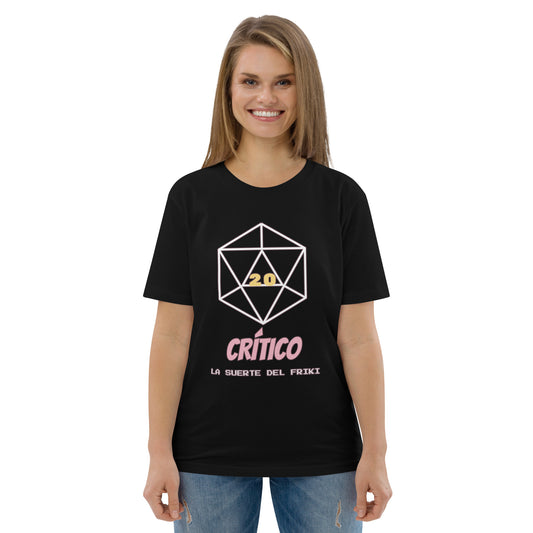 Camiseta Friki Unisex "Crítico D20" negra